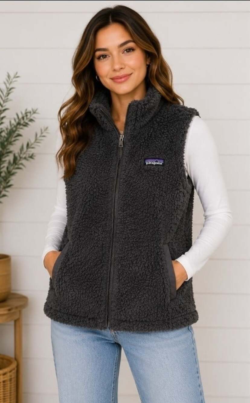Patagonia Los Gatos Vest Womens Small Grey Hi Pile Fleece Full Zip Outdoor T80